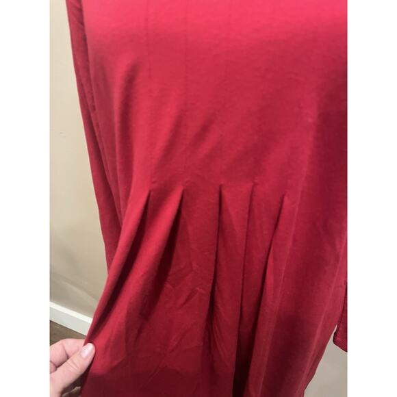 J. Jill Wearever Collection Women's Red Knit Dress SP Holiday Capsule Pleats - Picture 3 of 10